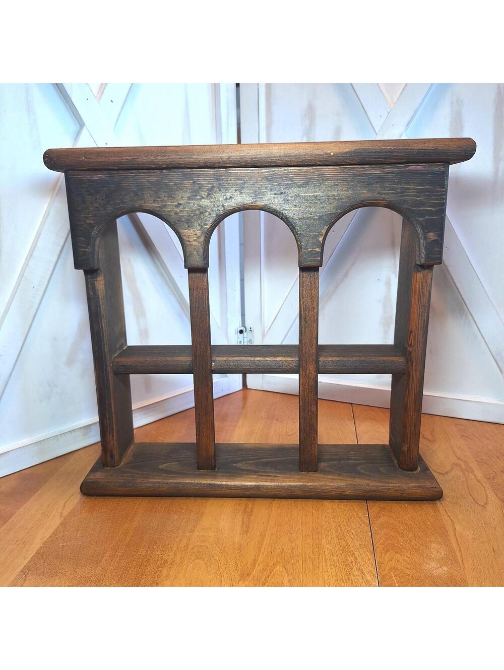 2-Shelf Arched Wooden Wall Trinket Display Shelf 13.5"HX 14.5"WX3.5"D